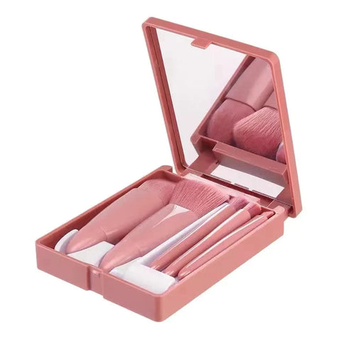 5Pcs Make Up Brushes Set Portable Makeup Brush WIth Mirror