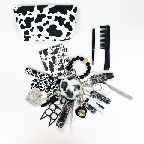 18pcs Keychain Sets With Wristlet Bracelet Wallet, Mini Bag, Comb, Pen For Women And Girls