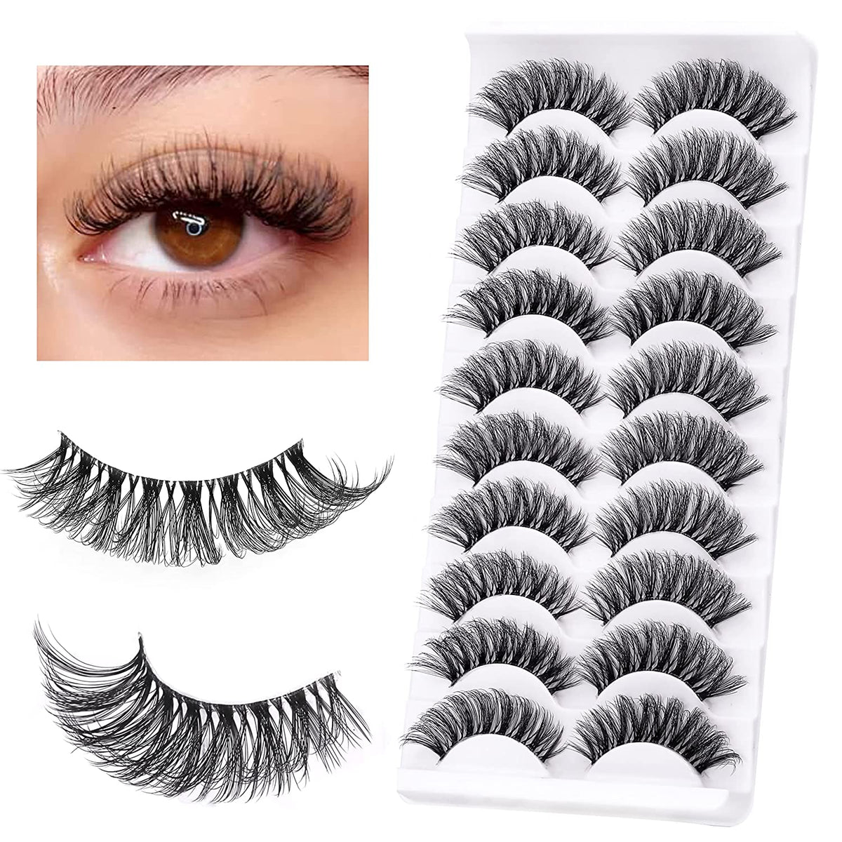 10 Pair Cat Eye Lashes DD Curl 8-14mm