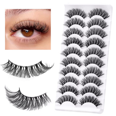 10 Pair Clear Band Lashes, Fluffy 20mm