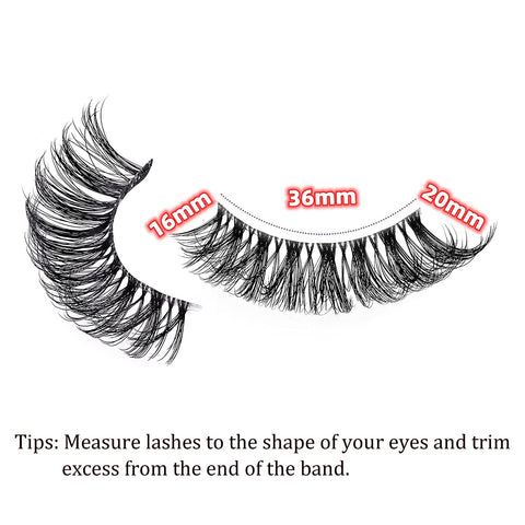 10 Pair Clear Band Lashes, Fluffy 20mm