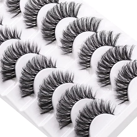 10 Pair Clear Band Lashes, Fluffy 20mm