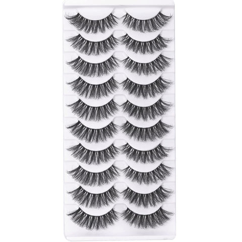 10 Pair Clear Band Lashes, Fluffy 20mm