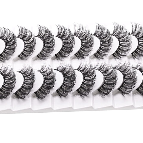 10 Pair Clear Band Lashes, Fluffy 20mm