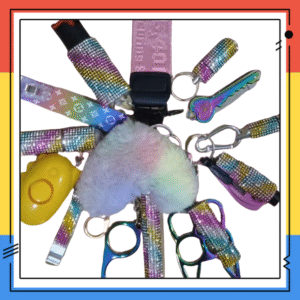 Bling Macarons Rainbow Selfdefense  Keychain  Set