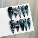 Irregular metal embossed cat's eye 100% handmade press on nails