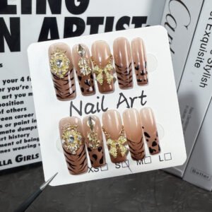 leopard 100% handmade press on nails