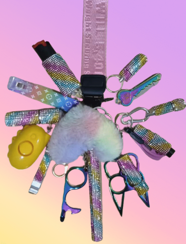Bling Macarons Rainbow Selfdefense  Keychain  Set - Image 2